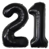 Balões Numéricos 21 - Foil Mylar Preto 40cm - Jonhamwelbor