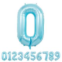 Balões Numéricos Beeyaky 40 cm Azul Claro Mylar Foil Número 0