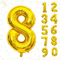 Balões numéricos Beeyaky 40 cm Gold Mylar Foil Number 8