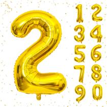 Balões numéricos Beeyaky Gold 2 para festa de aniversário de 40 cm