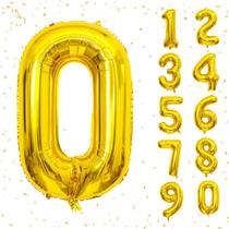 Balões numéricos Beeyaky Gold 40 cm Helium Mylar Foil Kids