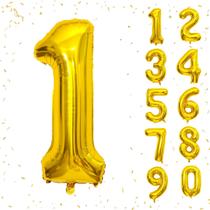 Balões Numéricos Dourados Beeyaky - 40cm - Para Festa de Aniversário