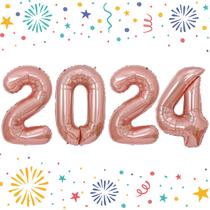 Balões numéricos KALOR 2024 Rose Gold Graduation de 40 polegadas