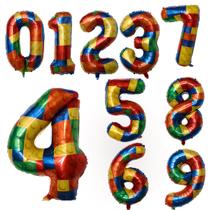 Balões numéricos Lego Style Foil de 12 polegadas, multicolorido, 10 unidades