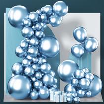 Balões PartyWoo Metallic Light Blue 130 unidades 18 cm 30 cm 25 cm