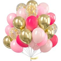 Balões PartyWoo rosa e dourado de 12 polegadas, 100 unidades de látex Balões PartyWoo rosa e dourado de 12 polegadas, 100 unidades de látex