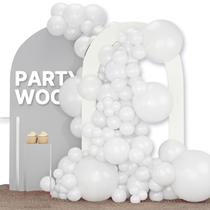 Balões PartyWoo White, 120 unidades, foscos, tamanhos diferentes