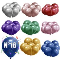 Balões Redondo Cromado Nº16 - 12UND Art-LAtex Festa Evento Bexiga Personalizada Inflável