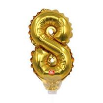 Balões são roque metalizado topcake numero oito dourado 5 polegadas 142750