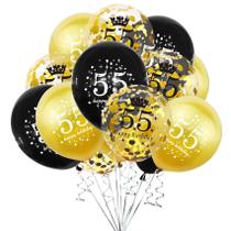 Balões SHUNTAI Aniversário de 55 anos Preto e Dourado 15 un. 30 cm Balões SHUNTAI Aniversário de 55 anos Preto e Dourado 15 un. 30 cm