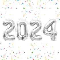 Balões Slergut 2024 Silver Foil Number 40 polegadas de Ano Novo Balões Slergut 2024 Silver Foil Number 40 polegadas de Ano Novo