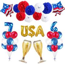 Balões USA Mylar e Latex, 26 unidades para o Dia da Independência Balões USA Mylar e Latex, 26 unidades para o Dia da Independência