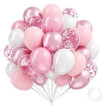Balões Vicduotex 60 un. 12 polegadas Rosa Branco Confete Balões Vicduotex 60 un. 12 polegadas Rosa Branco Confete