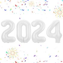Balões Viksio 2024 Number White Foil 40cm, decoração de Ano Novo Balões Viksio 2024 Number White Foil 40cm, decoração de Ano Novo