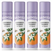 Bálsamo labial Badger Classic Lavender & Orange, pacote com 4, 4,4 ml