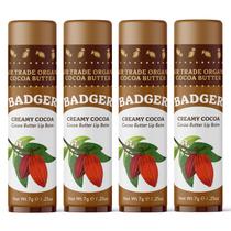 Bálsamo labial Badger Cocoa Butter Cremoso de Cacau 7 mL (pacote com 4)