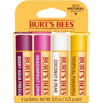 Bálsamo Labial Burt's Bees - Abacaxi Tropical, Frutas Vermelhas e Fruta do Dragão (4 Unidades)