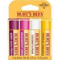 Bálsamo labial Burt's Bees, abacaxi tropical, frutas vermelhas e fruta do dragão, pacote com 4 unidades Bálsamo labial Burt's Bees, abacaxi tropical, frutas vermelhas e fruta do dragão, pacote com 4 unidades