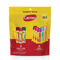 Bálsamo labial Carmex Daily Care com SPF 15, pacote variado de 8 unidades