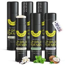 Bálsamo labial ChapChamp para homens com vitamina E e cera de abelha, pacote com 6