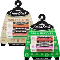 Bálsamo Labial ChapStick, Pack Variado de Feriado (8 Unidades) Hidratantes Labiais com Sabores Sips & Snuggles + Toasty Treats, Enfeites de Natal, Presentes, 4,25 g Cada