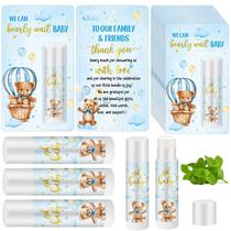 Bálsamo Labial Dansib Paquete de 50 Osito Azul para Baby Shower con Sabor a Menta