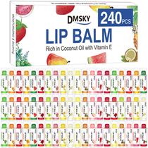 Bálsamo labial DMSKY, pacote de 240, natural, com vitamina E e óleo de coco