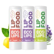 Bálsamo labial Eco Lips Lip Food Nutrient Dense Organic, pacote com 3 unidades