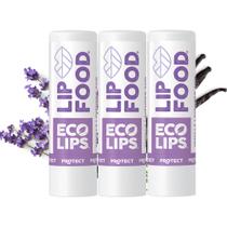 Bálsamo labial Eco Lips Lip Food Nutrient Dense Organic, pacote com 3 unidades
