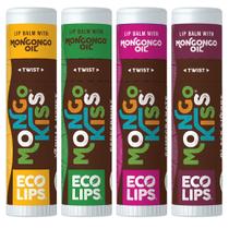 Bálsamo labial Eco Lips Mongo Kiss Organic, pacote com 4 unidades, 100% orgânico do USDA