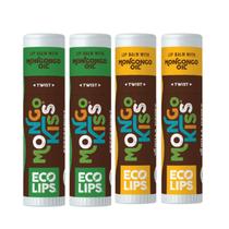 Bálsamo labial Eco Lips Mongo Kiss Organic, pacote com 4 unidades, USDA Organic