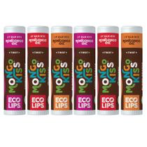 Bálsamo labial Eco Lips Mongo Kiss Organic, pacote com 6 unidades de cera de abelha e cacau