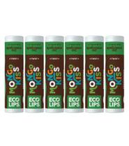 Bálsamo labial Eco Lips Mongo Kiss, pacote com 6, cera de abelha 100% orgânica