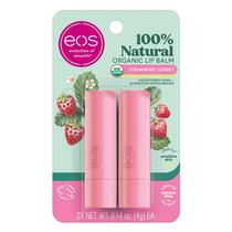 Bálsamo labial eos Sorvete de morango 100% natural e orgânico 4mL x2
