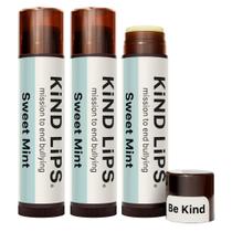 Bálsamo labial Kind Lips Mint Organic Sweet Mint, pacote com 3 unidades