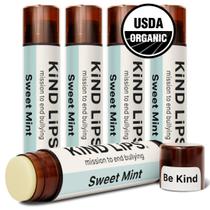Bálsamo labial Kind Lips USDA Organic Mint, pacote com 5 unidades de hortelã doce