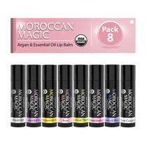 Bálsamo labial Moroccan Magic Organic, pacote com 8 unidades com óleo e óleos de argão