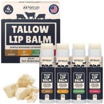 Bálsamo labial Natrulo Beef Tallow com pacote de variedades hidratantes de cera de abelha