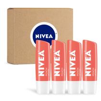 Bálsamo labial NIVEA Peach Lip Care Tinted, pacote com 4
