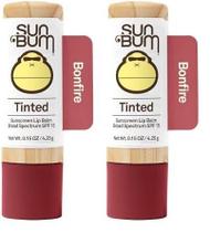 Bálsamo labial Sun Bum Tinted Bon Fire SPF 15 4,4 ml (pacote com 2)