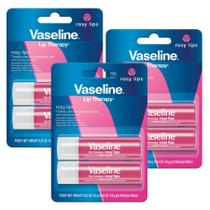 Bálsamo labial Vaseline Lip Therapy Care Rosy, pacote com 3 unidades, 4,7 ml