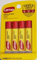 Bálsamos labiais Carmex Medicated Formula, pacote com 4, 4,25 ml, suaviza os lábios