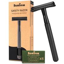 Bambaw Aparelho de Barbear de Segurança para Homens com 5 Lâminas, Aparelho de Barbear de Lâmina Dupla, Aparelho Sustentável de Lâmina Única, Aparelhos de Barbear Metálicos Zero Resíduos - Preto Bambaw Aparelho de Barbear de Segurança para Homens com 5 Lâminas, Aparelho de Barbear de Lâmina Dupla, Aparelho Sustentável de Lâmina Única, Aparelhos de Barbear Metálicos Zero Resíduos - Preto
