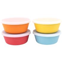 Bamboo Kids Bowls WeeSprout, conjunto de 4 com tampas, máquina de lavar louça de 300 ml