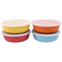 Bamboo Kids Bowls WeeSprout, conjunto de 4 com tampas, máquina de lavar louça de 450 ml