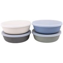 Bamboo Kids Bowls WeeSprout, conjunto de 4 com tampas, máquina de lavar louça de 450 ml