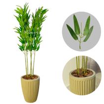 Bambu Artificial + Vaso Cone Polietileno Completo com Casca - Flores Imp