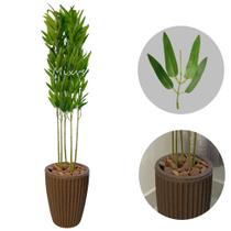 Bambu Artificial + Vaso Cone Polietileno Completo com Casca - Flores Imp