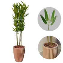 Bambu Artificial + Vaso Cone Polietileno Completo com Casca