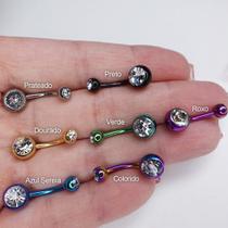 BANANA AÇO COLORS G CRISTAL - Piercing de Aço Cirúrgico Colorido com Strass BANANA AÇO COLORS G CRISTAL - Piercing de Aço Cirúrgico Colorido com Strass